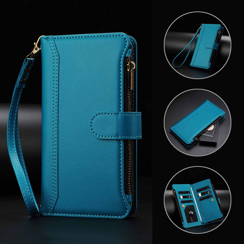 Suitable for Moto Edge 70 Fusion Nine-Card Zipper Bag Phone Case G86 Crossbody Leather Case Motog84 Flip Cover