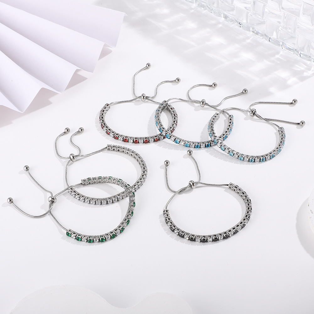 11g Weight Zircon Inlay Material Bracelets Classification Titanium Steel Chain Material 1 Piece Quantity Daily Occasion Titanium Steel Material Geometric Pattern Unisex Gender Inlay Design Shiny Style Shiny Geometric Titanium Steel Zircon Bracelets In Bulk 无