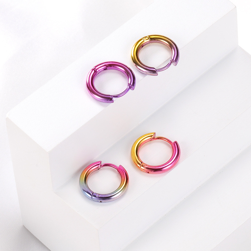 Colorful Paint Titanium Steel Geometric Earrings for Unisex Punk Wholesale detail image 8