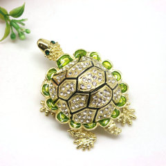 歐式鑲鑽烏龜裝飾盒琺瑯工藝禮品收納盒合金海龜小飾品裝飾擺件