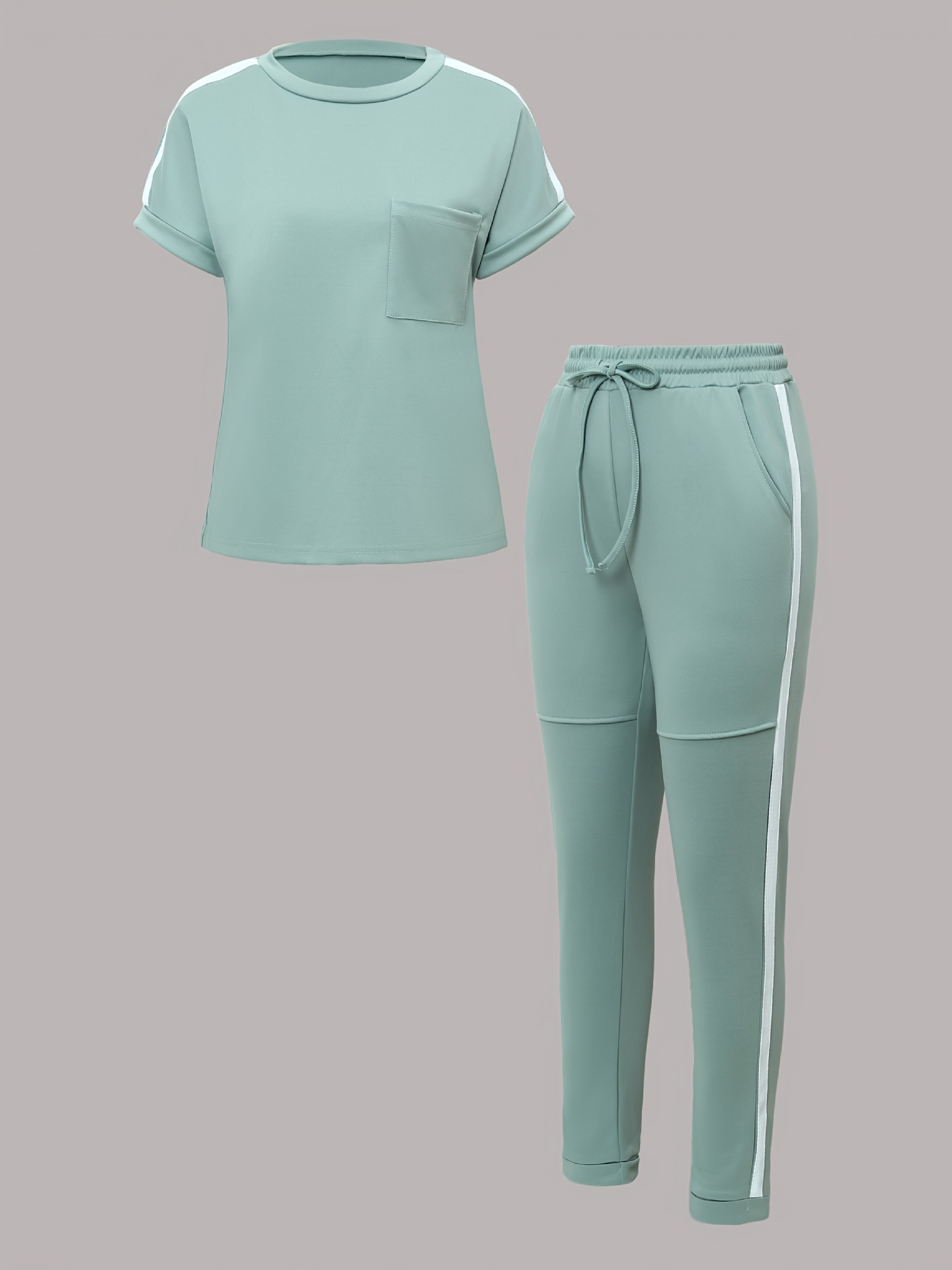 Damen Freizeit-set Kurzarm T-shirt Und Hose Mit Taschen_voghion.com