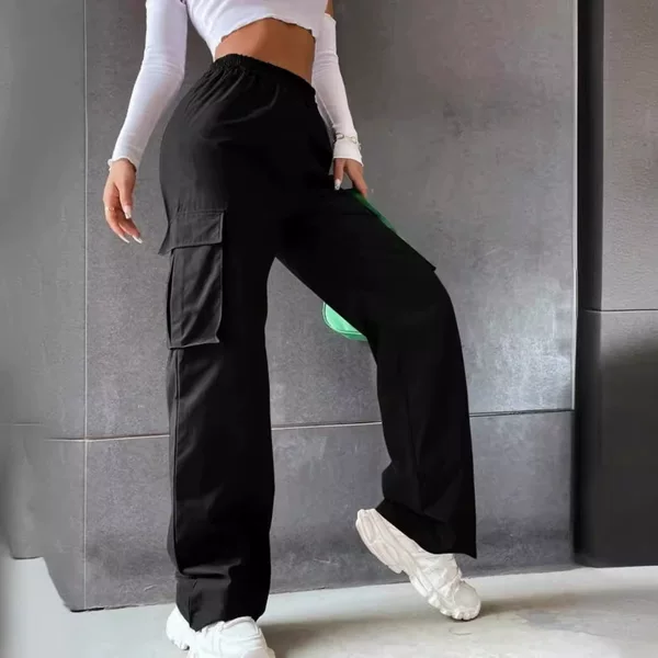 Summer New Cross-Border Popular Workwear Casual Pants for Women High-Waisted Wide-Leg Straight Breathable American Retro Sports Trousers