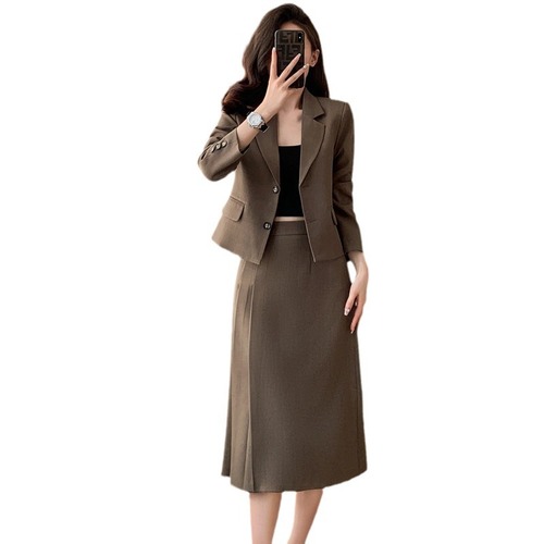 Black suit suit for women 2024 new high-end small person wear teaching qualification interview formal wear high-end suit skirt