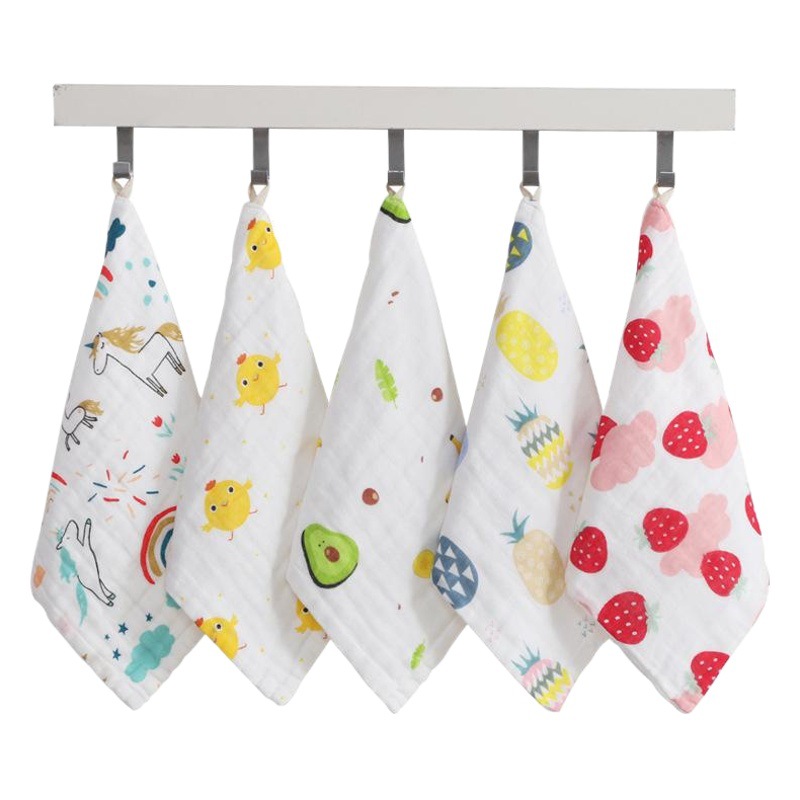 25*50 toalla pequeña de algodón de seis capas de alta densidad suave absorbente gasa de 6 capas Toalla de cara para niños Toalla de algodón de burbuja para niños