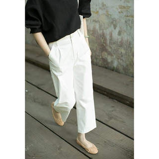 高腰显瘦白色阔腿直筒裤女春季新款2025薄款小个子垂感休闲裤裤子