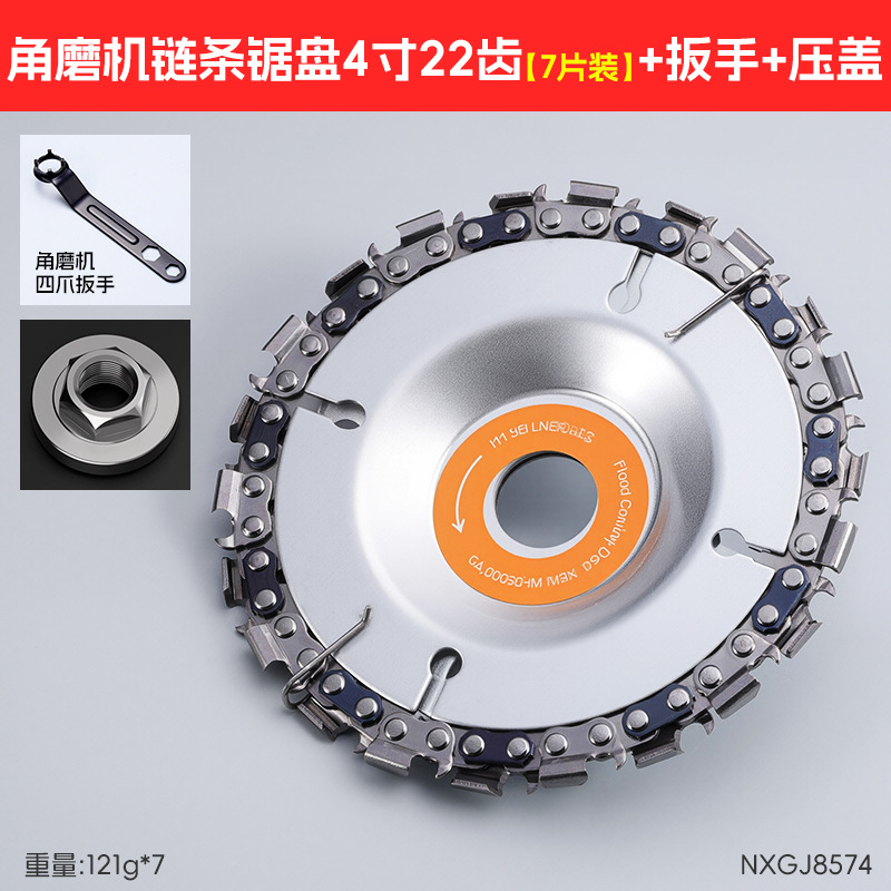 4 pulgadas 22 pulgadas madera molino de ángulo hoja de sierra de cadena sin instalación multifuncional hoja de sierra de molino de ángulo hoja de sierra de cadena