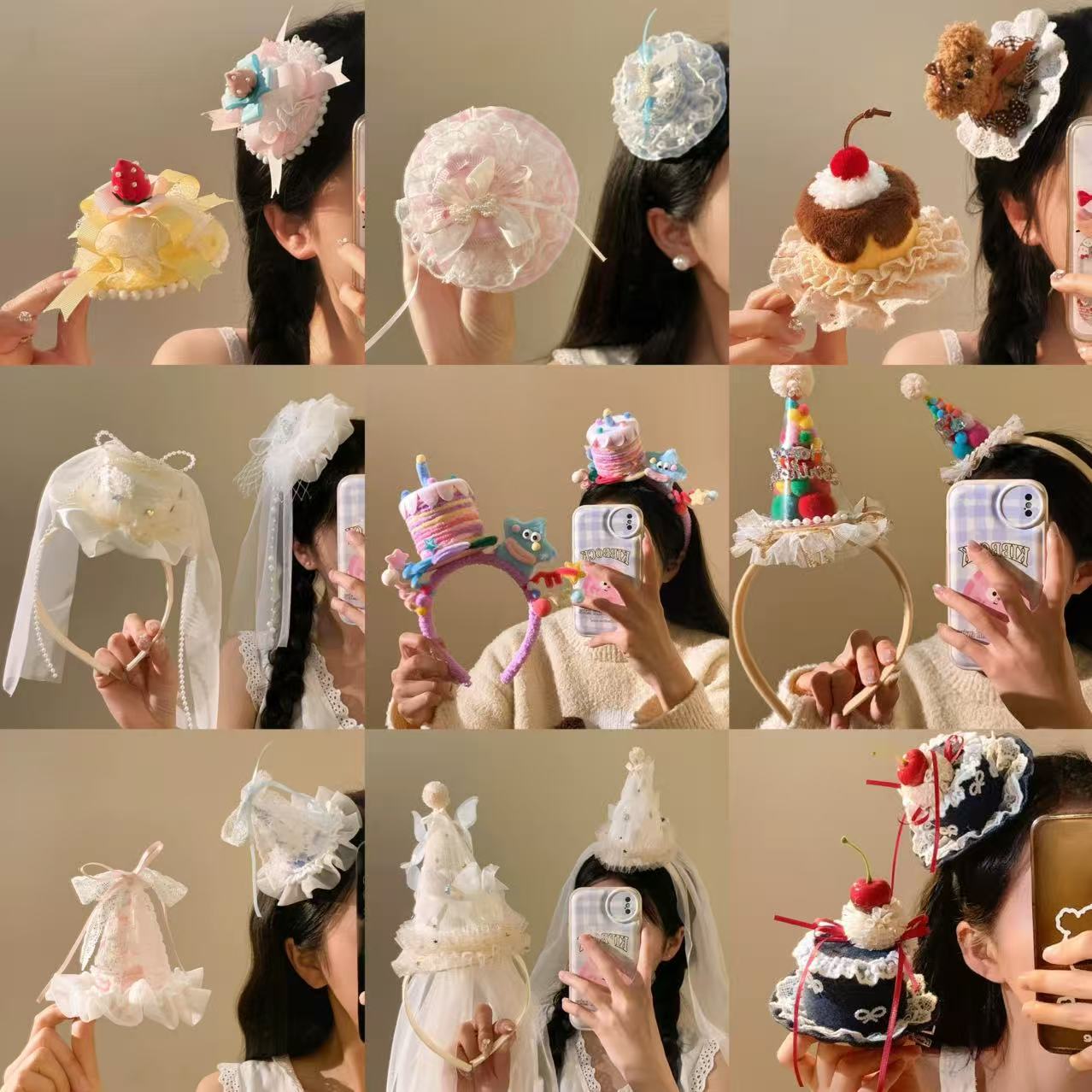 小女孩生日帽子皇冠发箍女童樱桃蛋糕头箍儿童公主风网红洋气头饰
