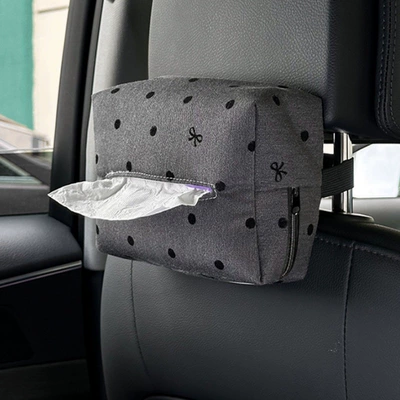 Cute Creative Car Supplies Paper Car tissue box/set - polka-dot-bow-tissue-box-gray-1813cm