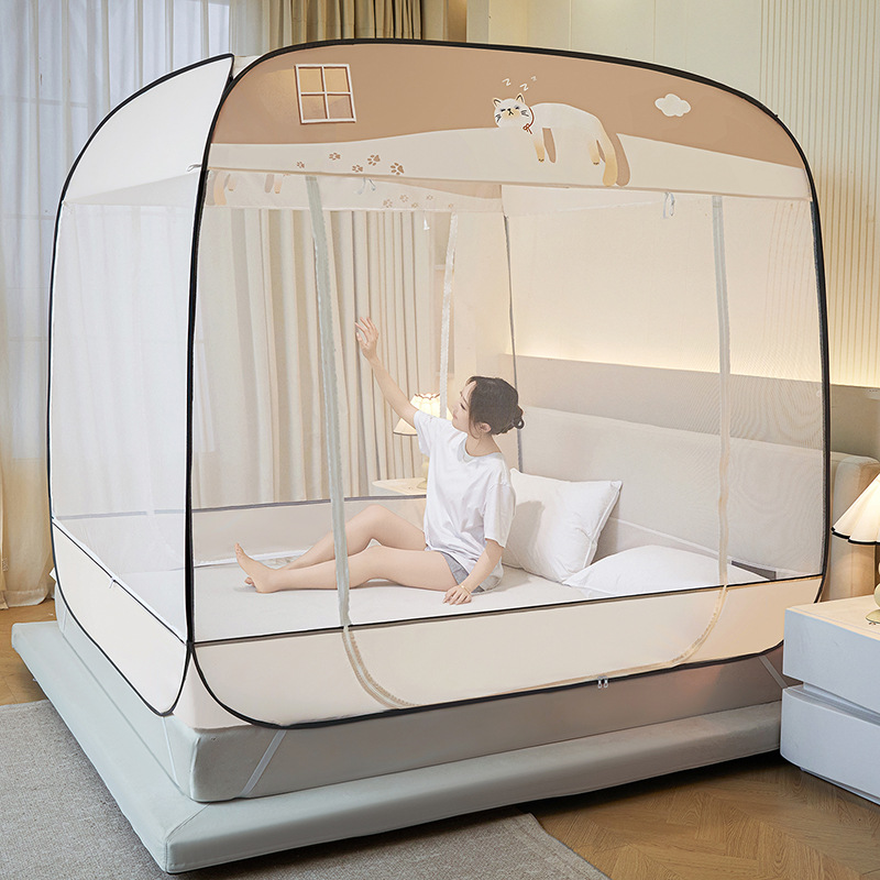 Sin mosquiteros instalados, mosquiteros de Mongolia, mosquiteros de tres puertas, mosquiteros desmontables con cremallera superior a prueba de polvo al por mayor