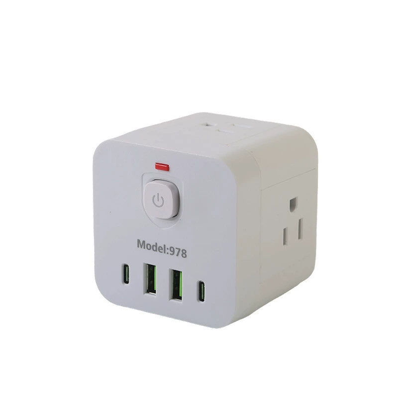Кубик Рубика Американская вилка платформа Американский стандарт 2 USB + 2 Type-C нейтральная упаковка в коробке Черный и Белый двухцветный свет