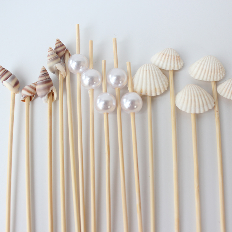 Palo de bambú desechable Concha perla Concha palo decorativo 100 unids/pack pastel decorativo cóctel palo Amazon