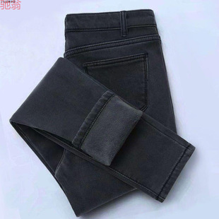 Y9Z fleece-lined Thickened Jeans Women's High Waist Winter Feet 2024 New Elastic Slim with Velvet Warm Outer Wear