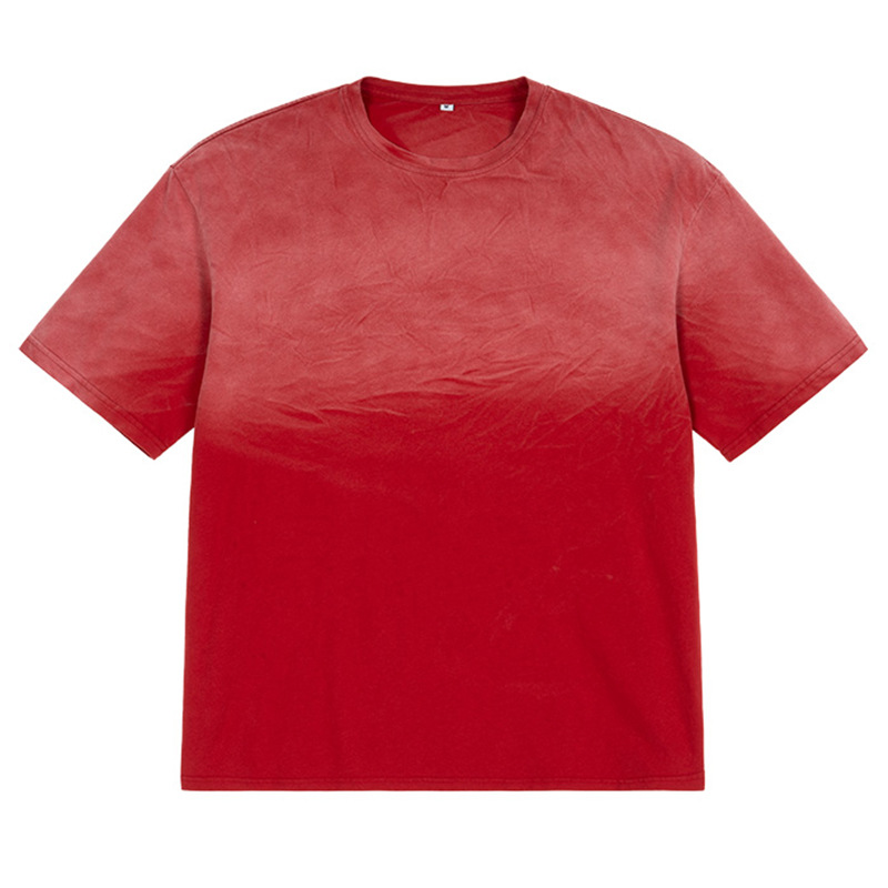 Ropa de hombre juvenil de verano casual callejera pesada lavado con agua camiseta de manga corta marca de moda de pulverización de caballo de mar de estilo retro