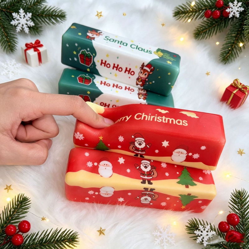 Christmas-themed slow-rebound squeeze toy, simulated butter bar stress-relief toy, cross-border mixed batch