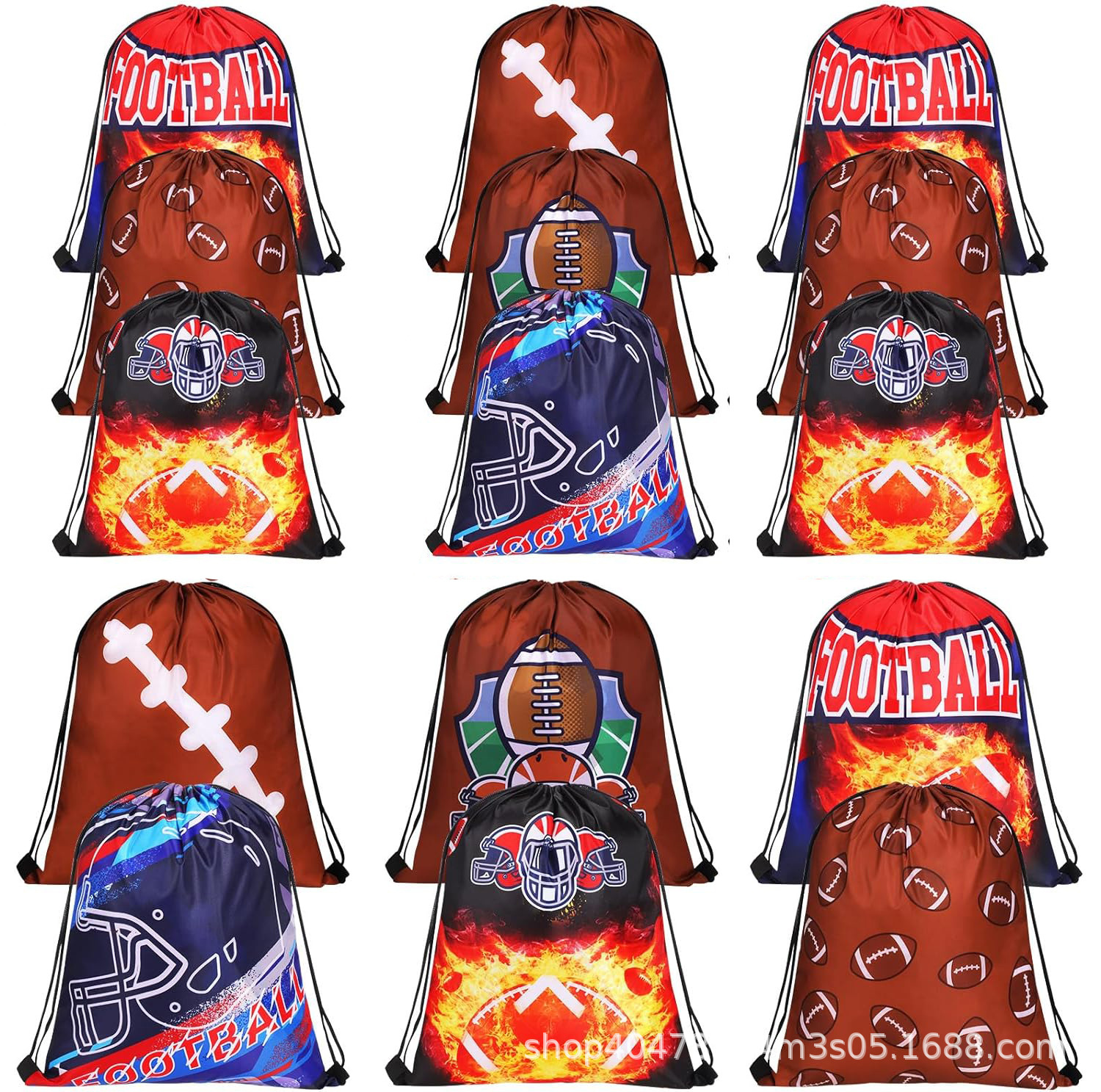 橄榄球束口袋七橄榄球儿童生日派对抽绳双肩背包袋便携收纳袋跨境
