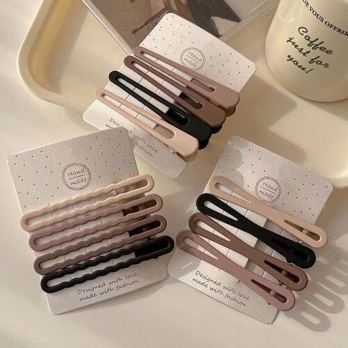 Internet celebrity milk coffee color duckbill clip large bangs clip temperament side broken hair one-word hair accessories hair clip on the back of the head