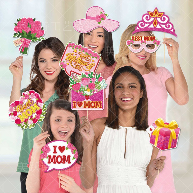 Día DE LA Madre transfronteriza decoración del partido accesorios de la foto mamá cumpleaños fiesta decoración suministros divertidos accesorios de la foto
