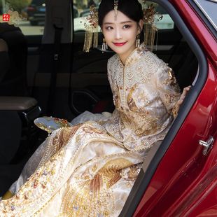 Xiuhe Dress Bride 2025 New Wedding Dress Dragon and Phoenix Jacket Wedding Dress Chinese Wedding Dress High-end Toasting Dress Spring and Summer