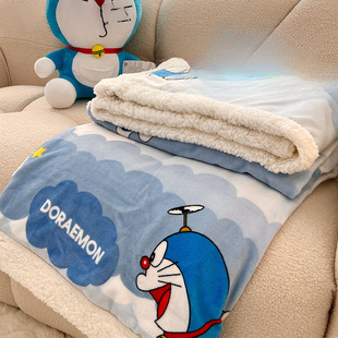 Doraemon Cartoon Winter Thickeneded Blanket Nap Office Sofa Blanket Kidsren's Quilt Bed