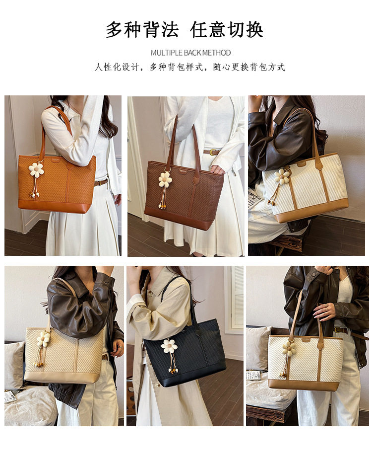 Túi tote nữ cỡ lớn phối màu , túi đeo vai kẹp nách đựng nhiều đồ — Kaki không có mặt dây chuyền, Màu cà phê Không có mặt dây chuyền, Màu nâu vàng không có mặt dây chuyền, Trắng không có mặt dây chuyền chi tiết 17