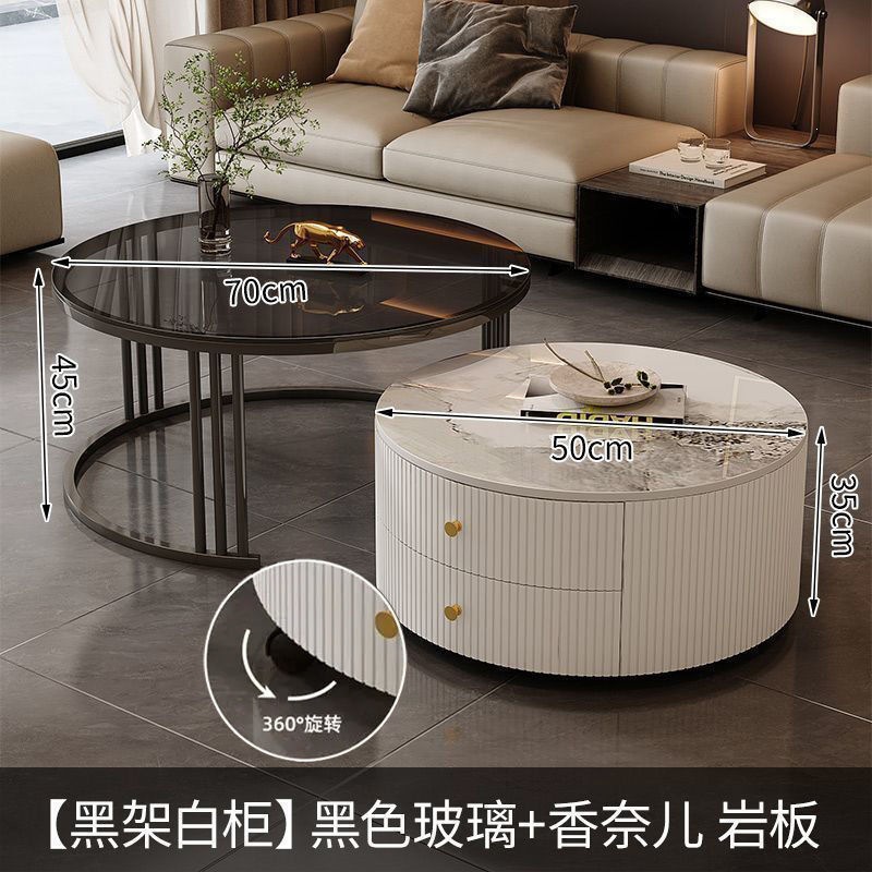 Cream Italia tabla de roca retráctil mesa de té lujosa moderna combinación simple sala de estar pequeña casa mesa redonda