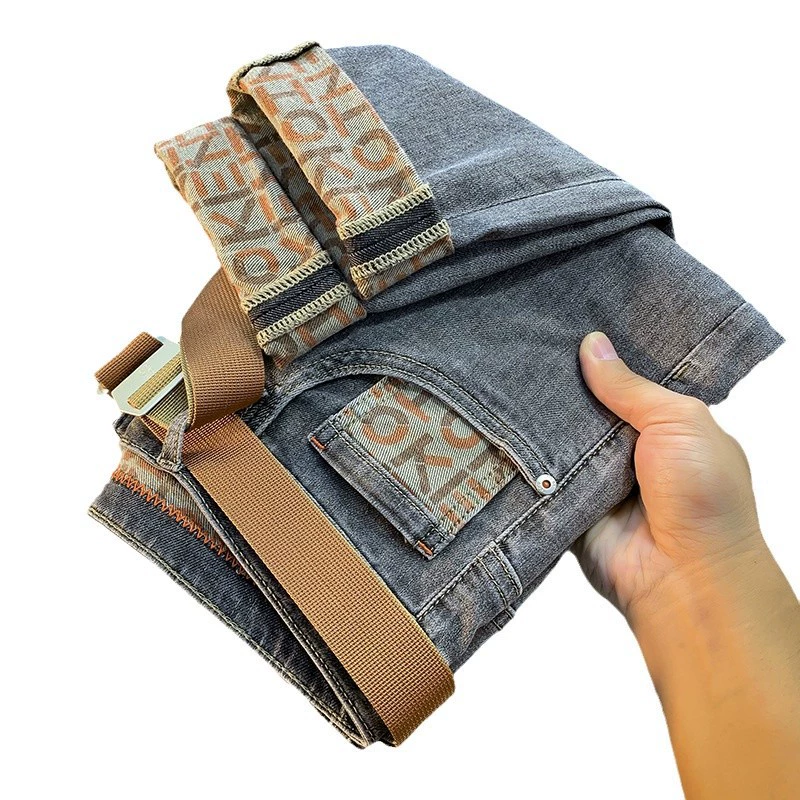 Джинсы стирки, полупальто элитной моды с молнией, 2024 год, slim fit