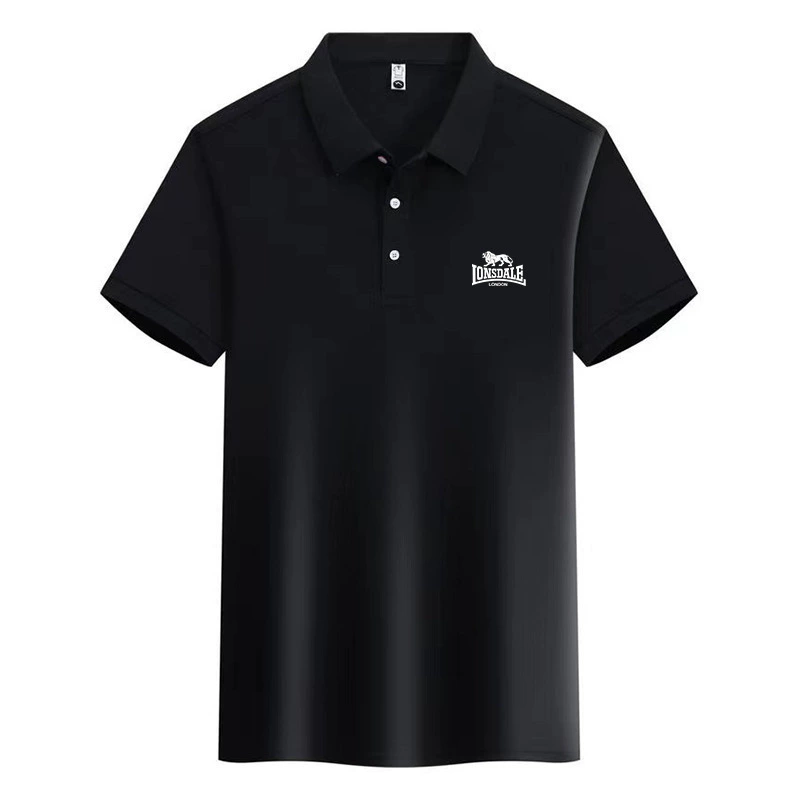 Элитная мужская поло, летняя новая мужская футболка с коротким рукавом, тонкая деловая рубашка с лацканами и принтом, мужская мода