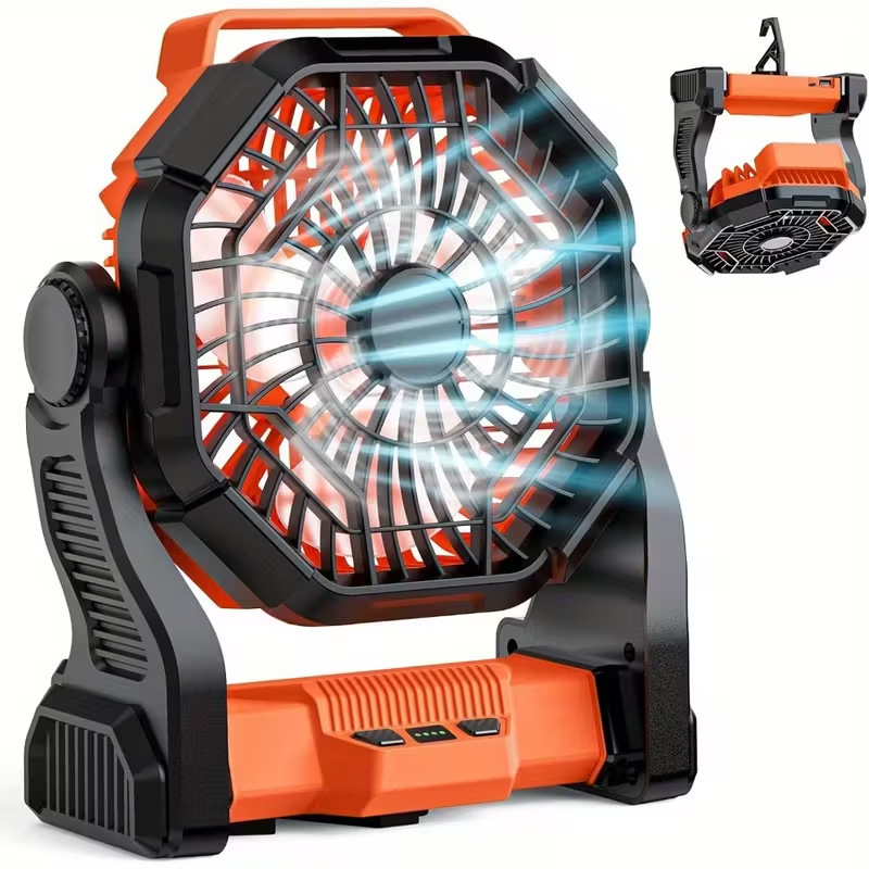 Ventilador Portátil de Camping 20000 mAh Recargable con Iluminación LED para Camping image 2
