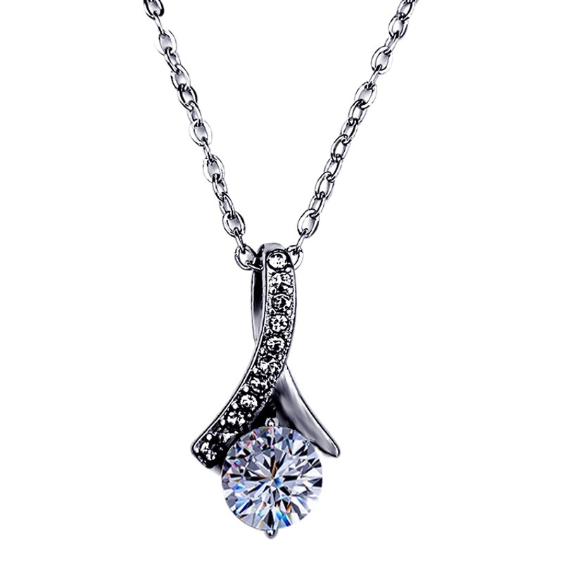 Mermaid tail titanium steel clavicle chain ribbon diamond necklace women's stainless steel pendant zircon jewelry