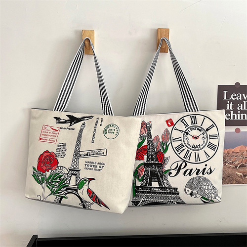 Stitched Handbag for Women, Shopping and Leisure Tote Bag, Wholesale, Literary and Fresh, Single Shoulder Bag for Students, Tutoring Bag