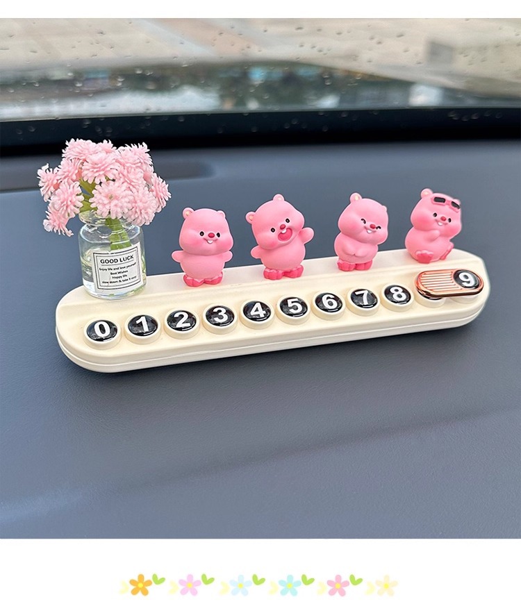 Pink Ruby Little Beaver Car Temporary Aromatherapy Parking Number Plate New Model Mobile Phone Number Plate Car Interior Decoration Small Ornament
