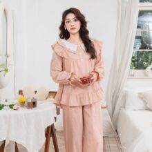 纯棉睡衣女春秋装新款韩版甜美公主风透气宽松棉麻复古家居服套装