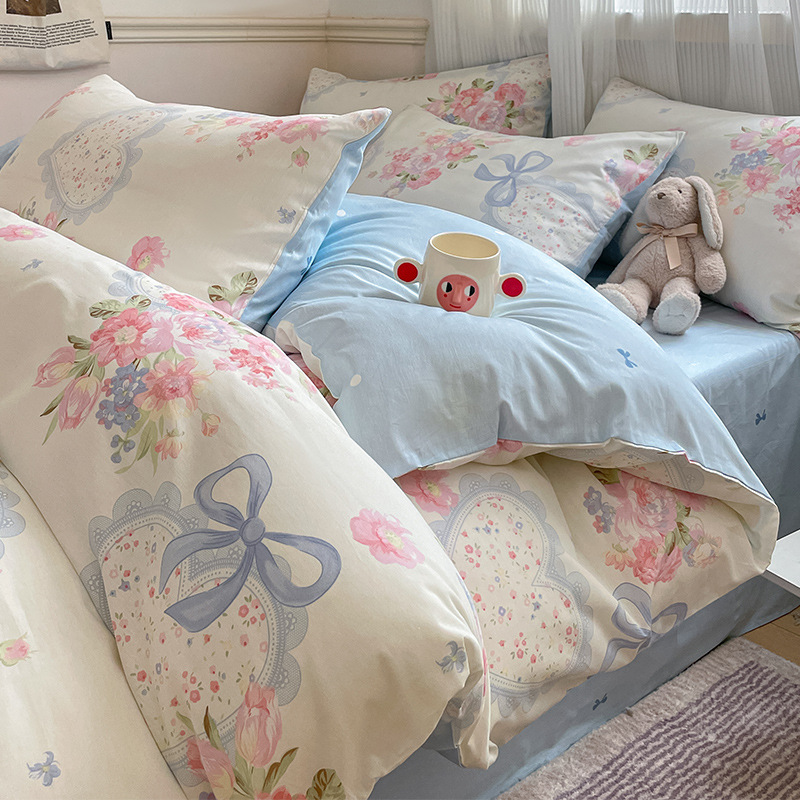 Cubierta de edredón de algodón de dibujos animados para estudiantes de una sola pieza de algodón puro 150x200x230 cubierta de edredón dormitorio individual 1.5 pieza de cuatro piezas