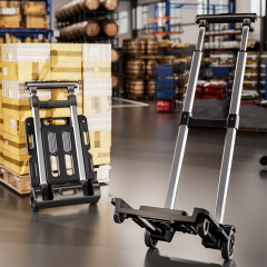 ポータブル折りたたみトロリープット軽量小型トレーラー家庭用荷引き単層搬送車フラットトロリー卸売