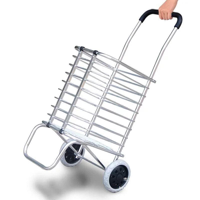 Handheld folding grocery shopping cart, suitcase