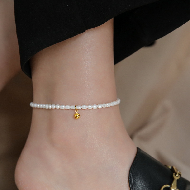 Hermosa perla de alto valor de diseño de tobillo femenino de alta calidad, nicho de tobillo sexy, joyería de lujo ligera, no se desvanece