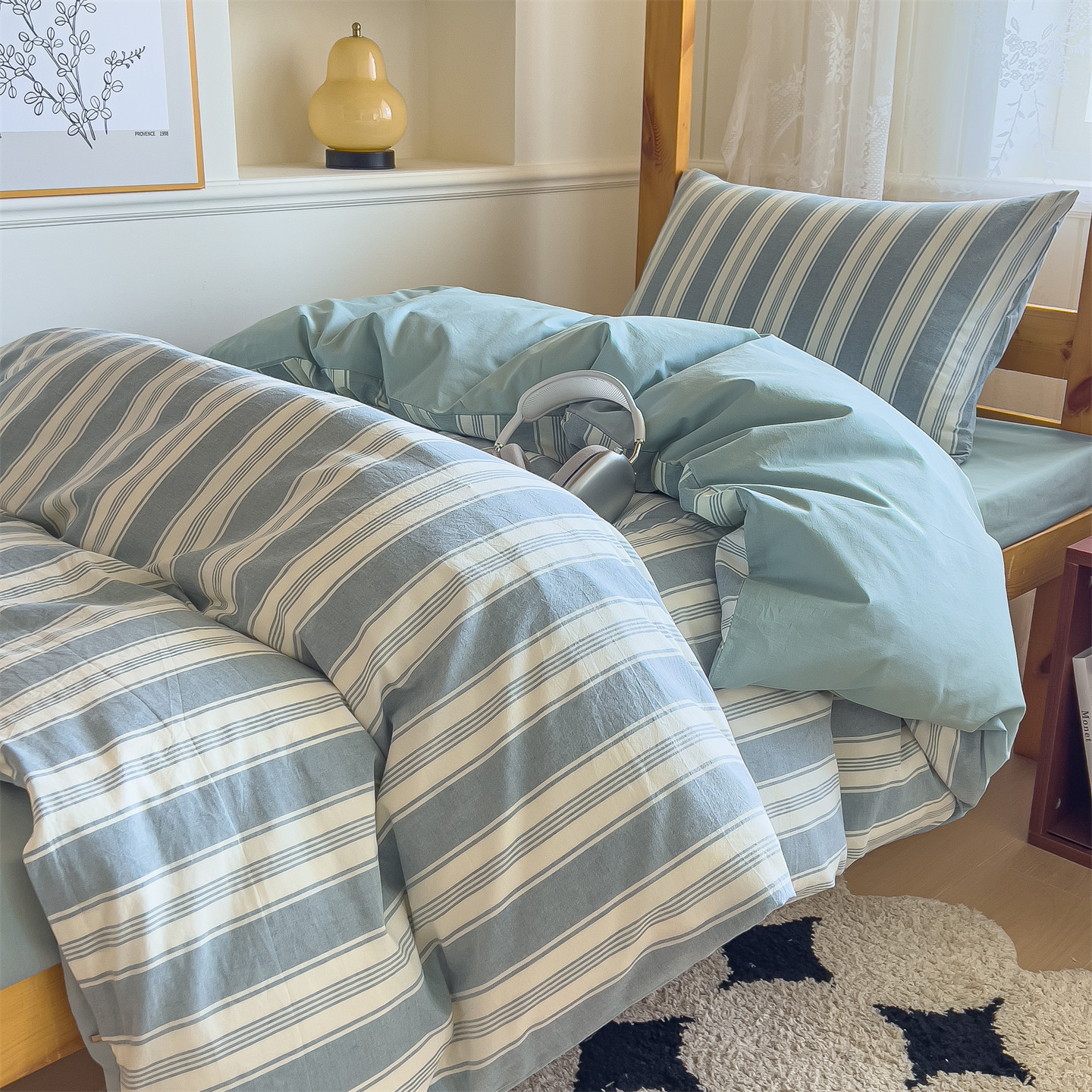 Juego de cama de dormitorio de estudiantes de tres piezas de algodón puro 2025 nuevas sábanas de cuatro piezas fundas de edredón