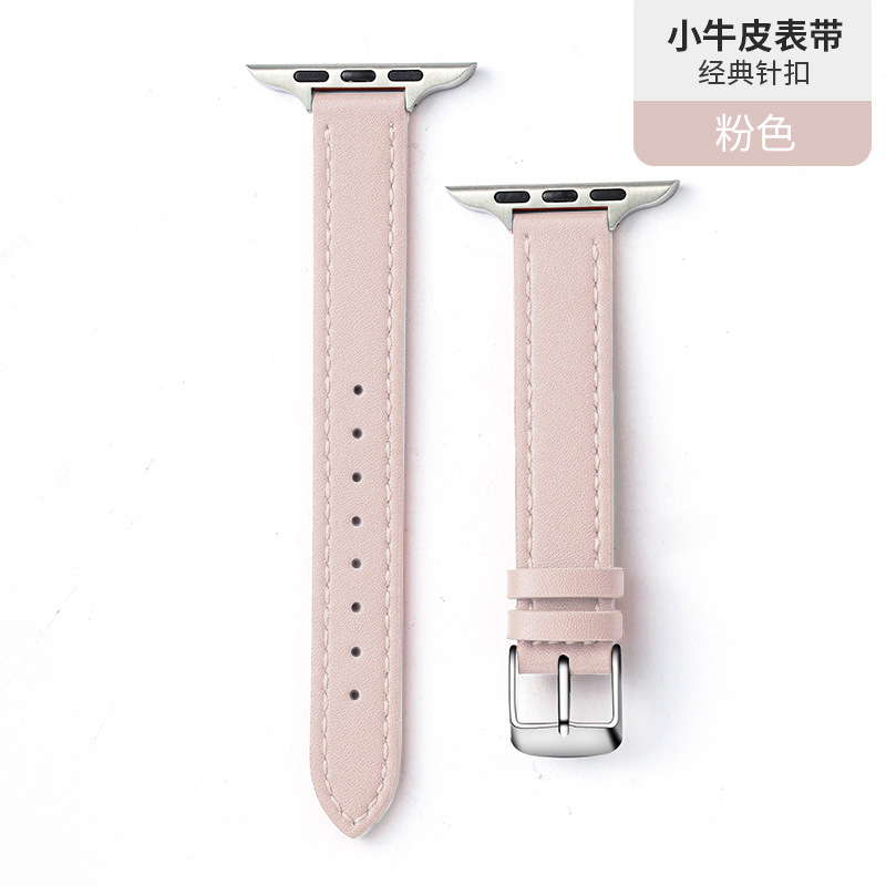 Adecuado para iwatch4/5/6/7/8/se Apple delgada capa superior de cuero hebilla Correa 14mm Apple correa de cuero
