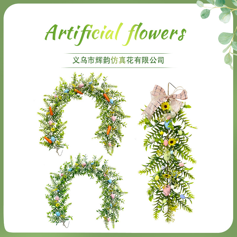 Huevo artificial agua hierba ratán Amazonas Pascua casa verde planta decoración colgante de pared huevo artificial guirnalda