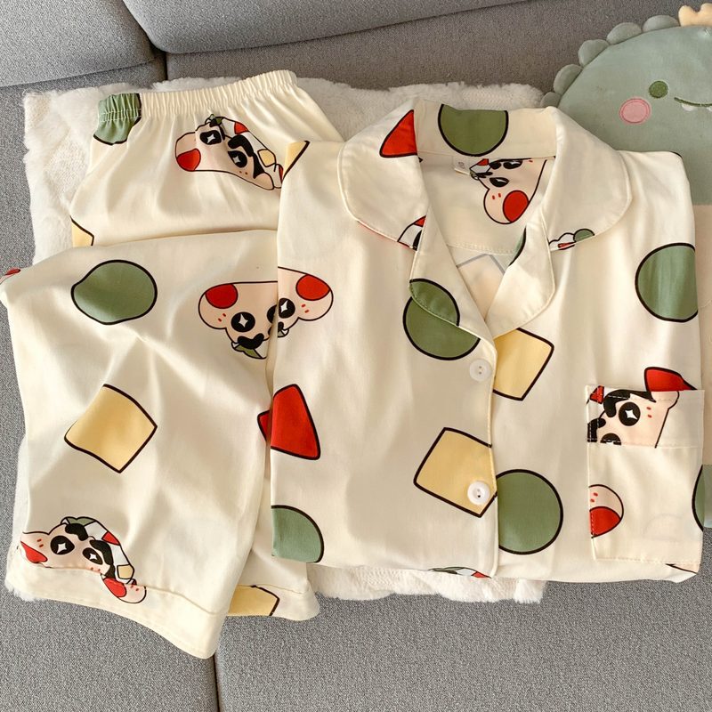 Japanese-Style Crayon Shin-Chan Matching Couple Pajamas for Women and Men, Cute Spring Long-Sleeve Long-Pants Two-Piece Set, Wholesale from Manufacturer