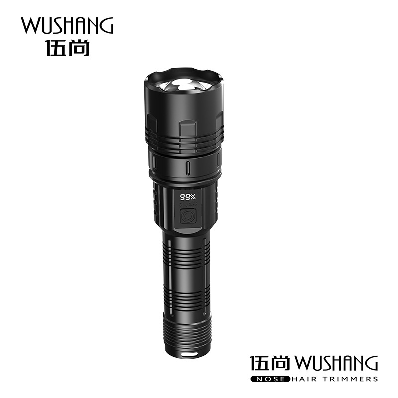 Linterna dedicada transfronteriza al aire libre luz fuerte reflector pantalla digital pantalla de potencia impermeable retráctil enfoque 90 linterna 50