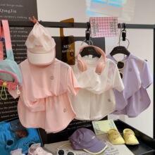 UPF50+儿童夏季防晒速干运动套装男童女童网纱冰感短袖短裤两件套