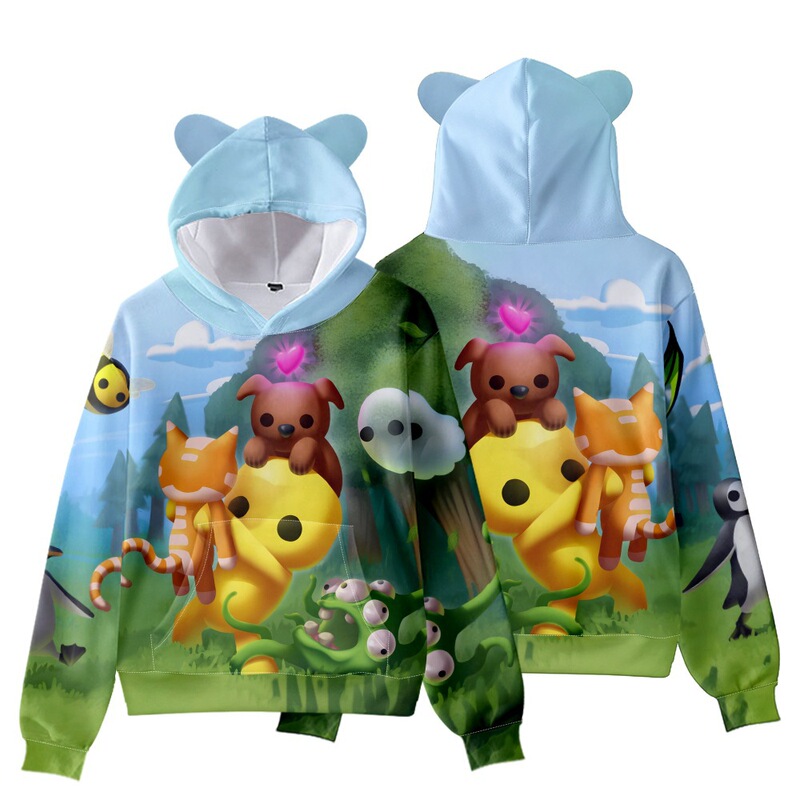 New Cross-Border Game Wobbly Life Cat Ear Hooded Sweatshirt for Adults and Children