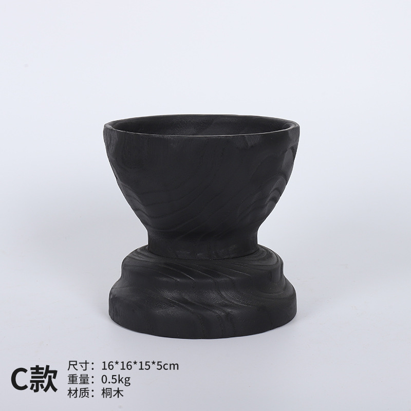 わびさび新中国風無垢材花瓶装飾装飾品 B&B リビングルーム玄関ログフラワーディッシュフルーツプレートデスクトップ装飾|undefined