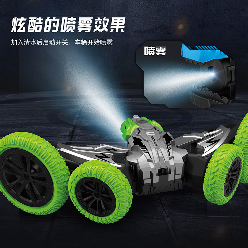 Nuevos productos de spray dinosaurio controlado remoto truco 360 giratorio camión volquete juguete de deformación de coche controlado remoto al por mayor