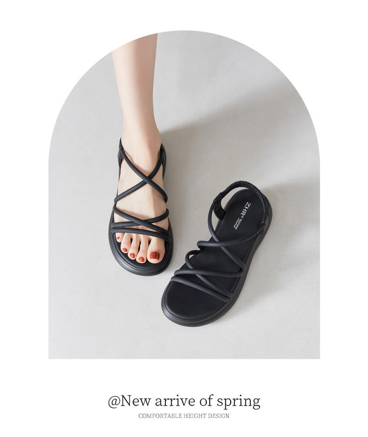 Sandal La Mã đế dày quai chữ V nữ thời trang đi biển — M560 màu be chi tiết 14