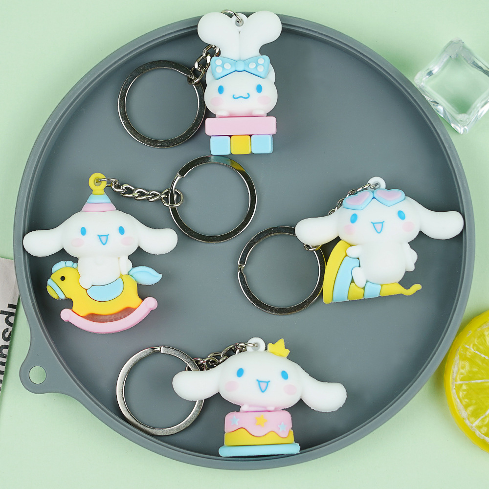 New Cake Cinnamon Dog Keychain Doll Pendant Horse Riding Birthday Cinnamon Dog Keychain Doll Big-Eared Dog