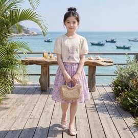 女童夏装短袖套装蛋糕裙夏季中大儿童短裙女孩公主裙子夏天半身裙