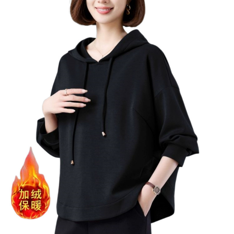 加绒加厚卫衣女士新款春秋季时尚洋气美拉德爆款连帽休闲宽松上衣|undefined