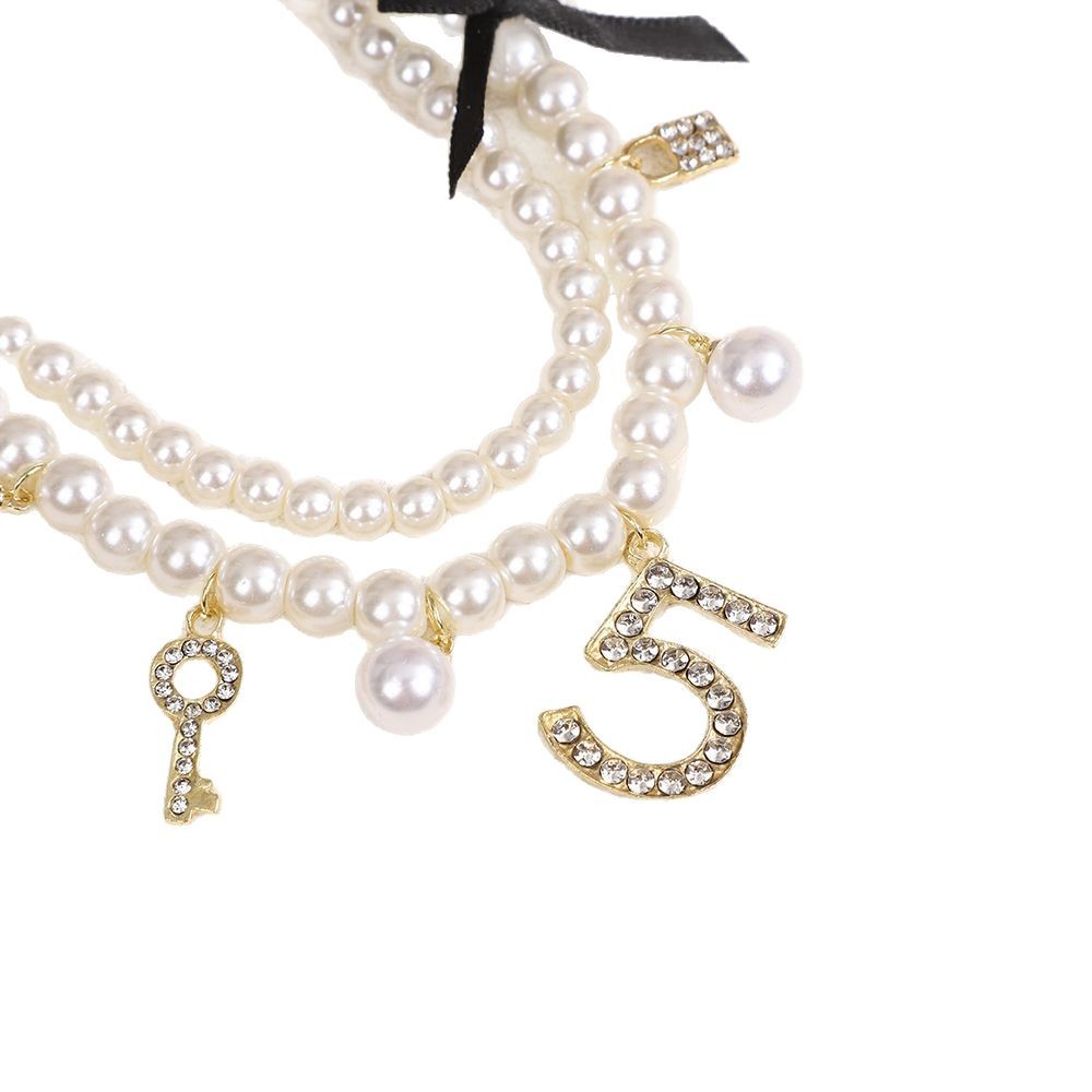 Collier NK-295 Noir à double rang de perles, court, haut de gamme, léger et luxueux, pour femme. Nouvelle chaîne clavicule._voghion.com